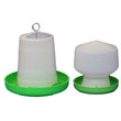 1.5 kg Green and White Feeder / 1.3 Litre Green and White Drinker