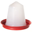 1 litre red and white plastic poultry feeder