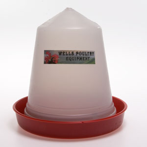 1 litre red and white plastic poultry drinker