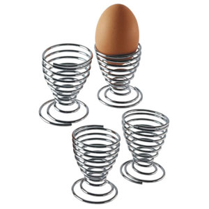 Set of 4 Chrome Spiral Egg Cups