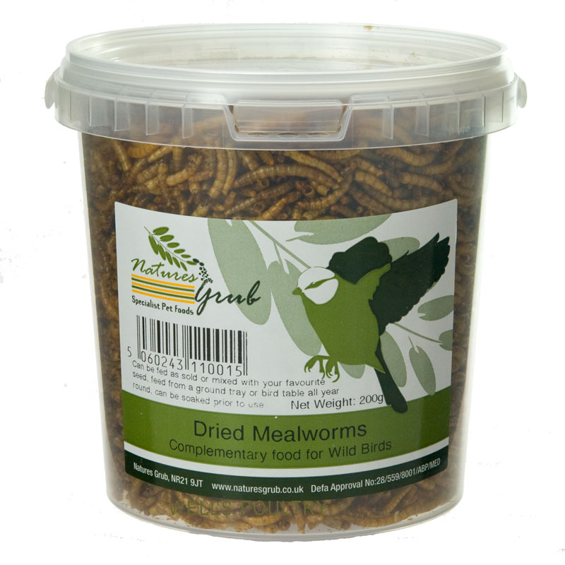Premium dried Mealworms for birds 200g tub